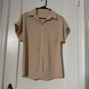 Apricot Button-Up Work Shirt